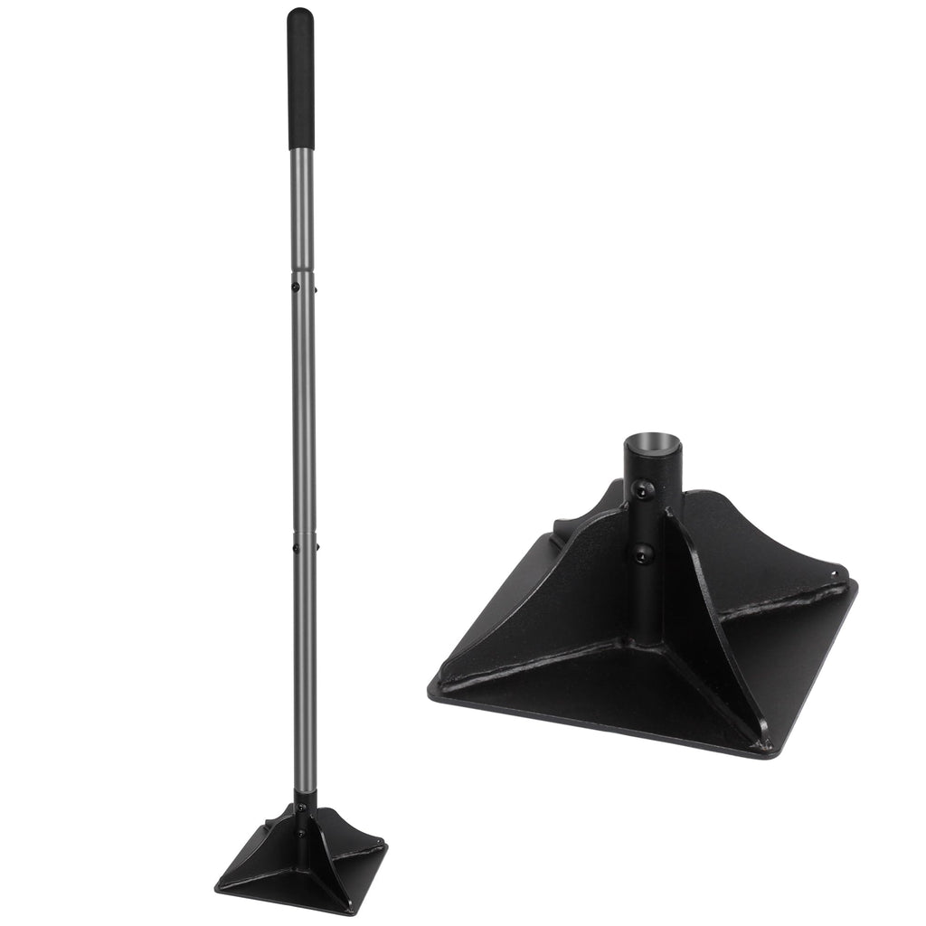 Walensee 10" x 10" Steel Tamper Tool with 48" Handle, Heavy Duty Ground Tamper with Rubber Grip for Leveling Paver Base, Ideal for Dirt Compacting, Gravel and Sand, Driveways and Blacktop Repair