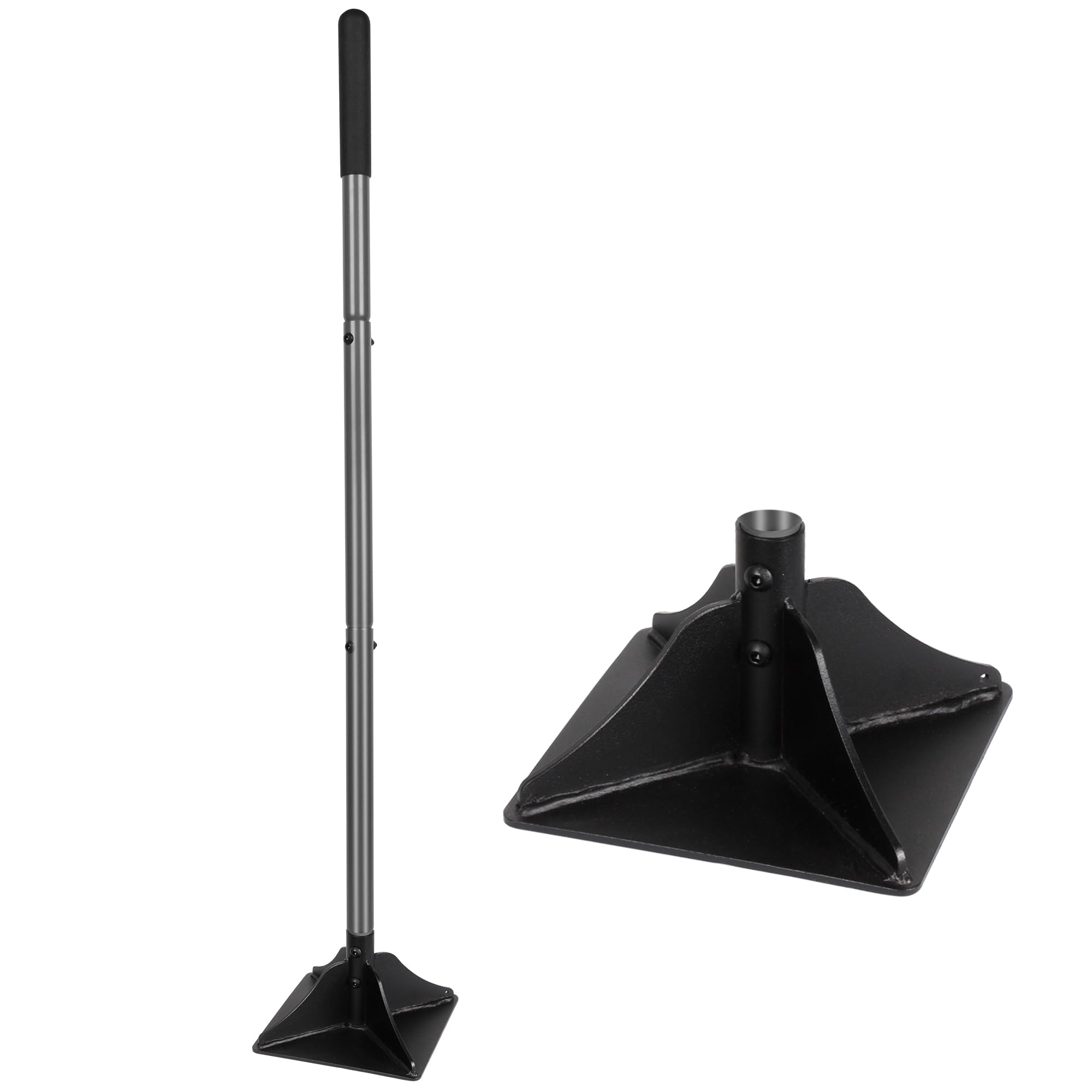 Walensee 10" x 10" Steel Tamper Tool with 48" Handle, Heavy Duty Ground Tamper with Rubber Grip for Leveling Paver Base, Ideal for Dirt Compacting, Gravel and Sand, Driveways and Blacktop Repair