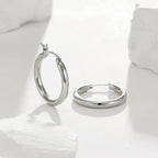 SWEETV Sterling Silver Post Earrings Chunky Hoop Earrings for Women 25MM Polished Huggie Earrings for Sensitive Ears