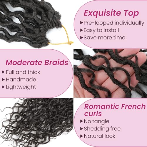 Goddess Locs Crochet Hair 16 Inch 8 Packs Boho Faux Locs Crochet Hair For Black Women Soft Crochet Locs Synthetic Hippie Locs Pre Looped Crochet Braids Curly Ends