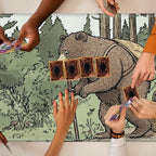 Playmats for Magic: The Gathering MTG Card Game Mat Plus 50 Pcs Card Sleeves, 24 x 14 inch TCG Mat with Stitched Edge for Commander Deck Duskmourn Board Game, Old Bear Walk