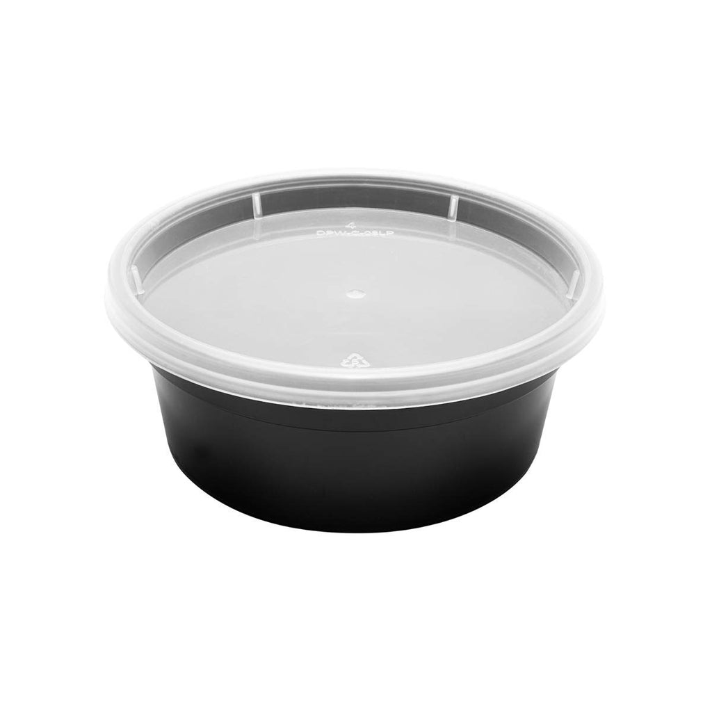 Karat [8oz - 240 ct Black PP Injection Molded Round Deli Containers with Lids (FP-IMDC8-PPB)