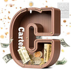 Summidate Wooden Letter Piggy Bank, Extra Thick Large Capacity Piggy Bank for Kids Boys Girls Toddler, Alphabet C Money Bank| Coin Box Birthday, Christmas, Festival