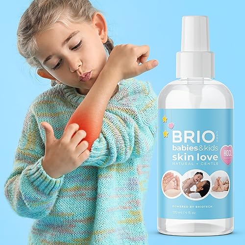 BRIOTECH Babies & Kids Skin Love, Soothing Hypochlorous Acid Spray, Pure HOCl for Sensitive Skin, Calm Redness & Bumps, Support Against Diaper Irritation, Gentle & Vegan, 4 fl oz