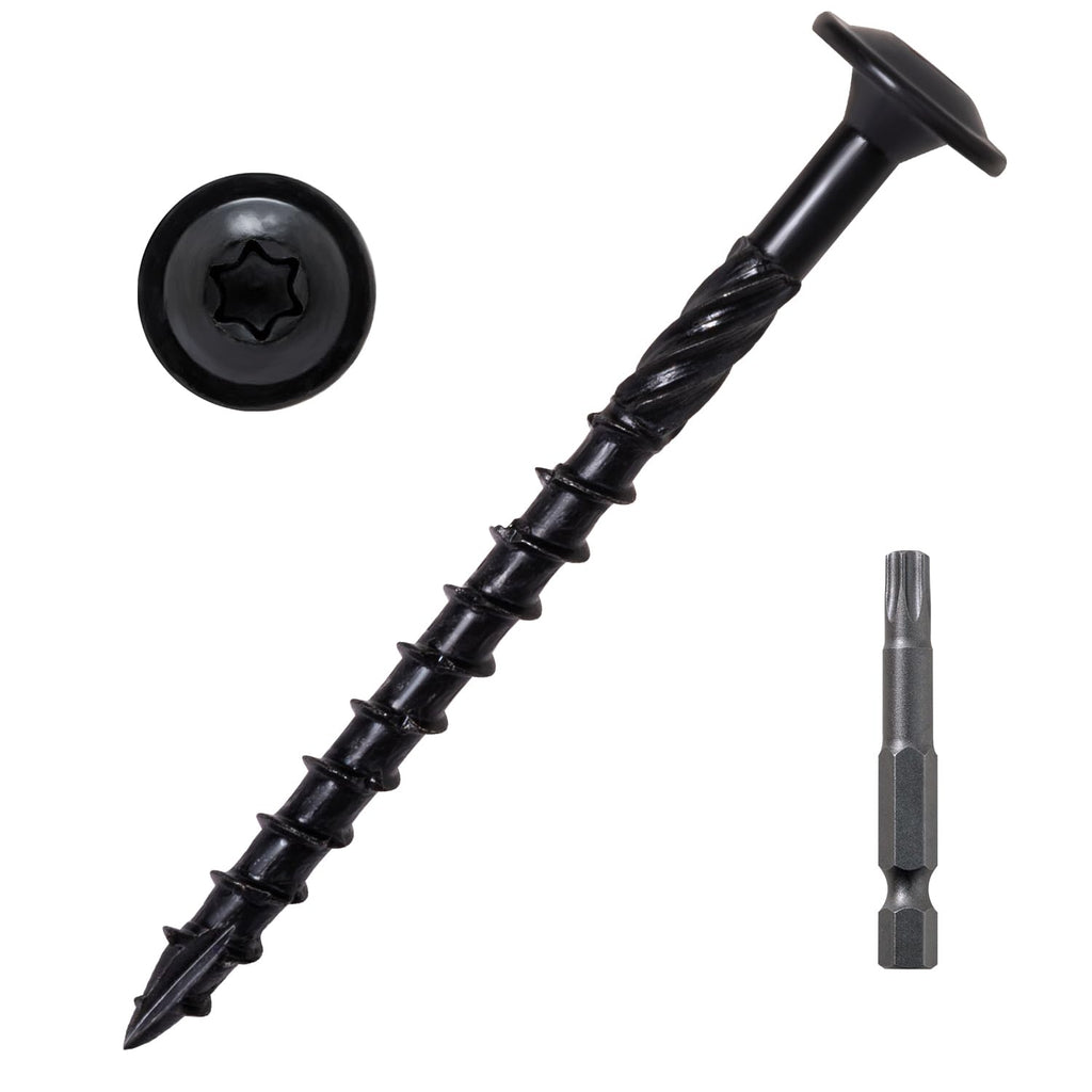 LIONMAX Lag Screws 3 Inch, Structural Wood Screws #14 x 3, 50-PCS, Black