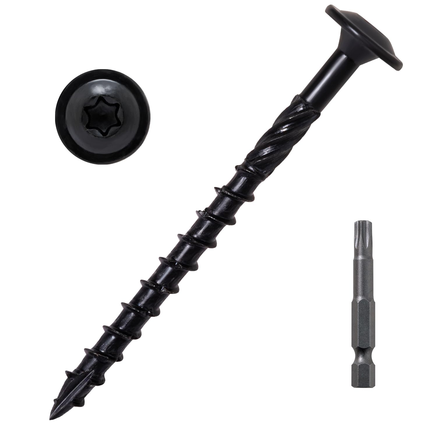 LIONMAX Lag Screws 3 Inch, Structural Wood Screws #14 x 3, 50-PCS, Black
