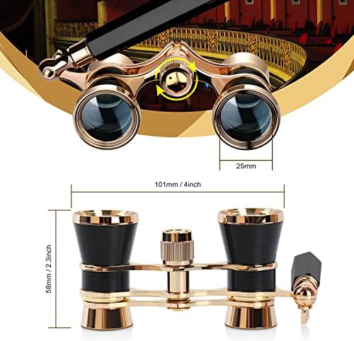 Aomekie Opera Glasses Binoculars 3X25 Theater Glasses Mini Binocular Compact with Handle for Adults Women in Musical Concert（Black）