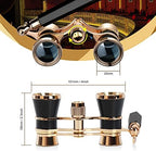 Aomekie Opera Glasses Binoculars 3X25 Theater Glasses Mini Binocular Compact with Handle for Adults Women in Musical Concert（Black）
