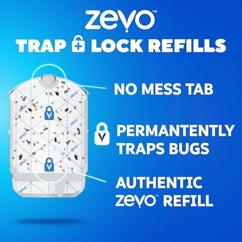 Zevo Flying Insect Trap Refill - for The Zevo MAX & Standard Indoor Fly Trap - Catch Gnats, House & Fruit Flies - Easy to Use - Mess-Free Disposal (8 Refill Cartridges)