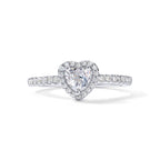 PAVOI 14K Gold Plated Heart Halo Promise Ring for Women - White Gold