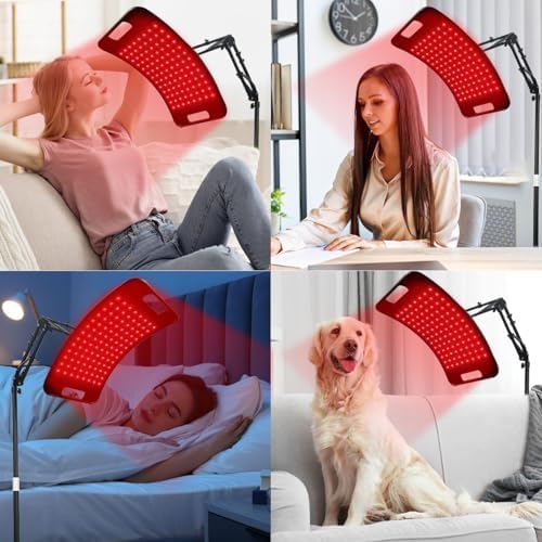 Red Light Therapy Lamp for Body with Adjustable Stand & Holder for Face and Body, 660nm and 850nm Infrared Light Panel Device for Home and Gym Use,130 Beads
