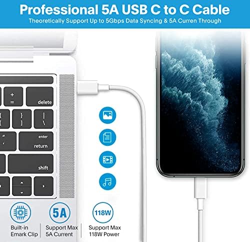 Mac Book Pro Charger-118W USB C Fast Charger Power Adapter Compatible with MacBook Pro/MacBook Air 16 15 14 13 Inch, M1 M2 M3 M4, New iPad Pro and All USB C Device, 6.6ft Charge Cable