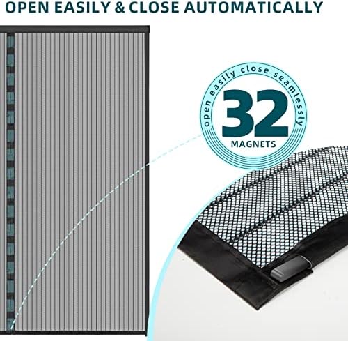 Titan Mall Magnetic Screen Door 72x80, Self Sealing, Heavy Duty Door Screen Magnetic Closure - Keep Bugs Out, Retractable Screen Door Mesh - Pet and Kid Friendly, Hands Free Mesh
