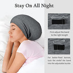 OLESILK Mulberry Silk Bonnet for Women, Unisex Adjustable Sleep Cap, Real Silk Hair Wrap, Pearl Grey