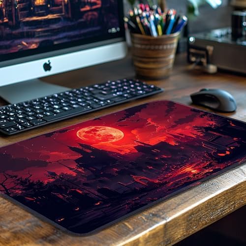 MTG Playmat Non-Slip Rubber Backing Printing Commander Board Game Desk Mat Duel Mat TCG PTCG Playmat 24x14 inches and Free Storage Bags (Castle 2)