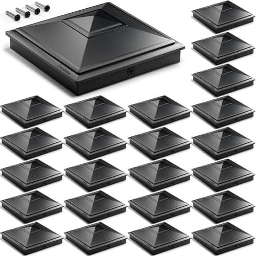 SIEDiNLAR 4x4 Pyramid Post Caps Waterproof Outdoor 4x4 Post Cover, Fits 3.5x3.5 4x4 Wood Vinyl Posts for Fence Deck Mailbox Patio (Black, 24 Pack)