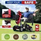 Metro Mobility Powered Mobility Scooters, 4 Wheel Mobility Scooters for Adults, 300 lbs Capacity Folding Mobility Scooter Lightweight, 16 Miles Long Travel Range Scooter with USB Charger Port Red