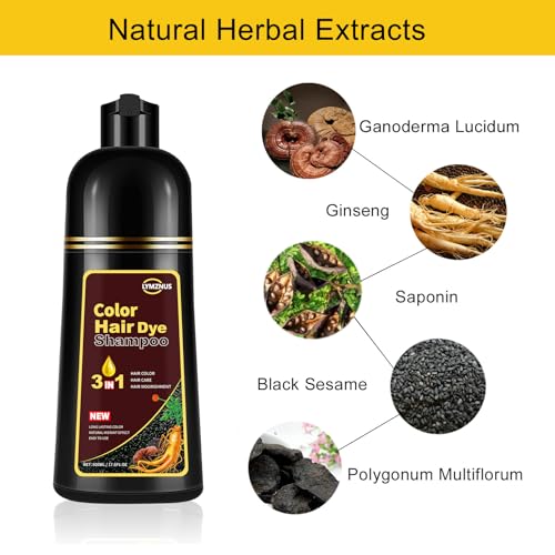 Instant Dark Wine Red Hair Color Shampoo for Gray Hair 500ml,Herbal Red Hair Dye Shampoo 3 in 1 for Women Men,100% Gray Hair Coverage, Long Lasting Red Shampoo Colors in Minutes