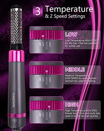 5 in 1 Hair Dryer Brush, Negative Ion Electric Hot Air Blow Dryer Brush Comb (black-red)