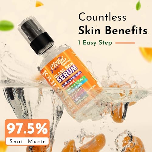 Snail Mucin Serum Vitamin C Face Serum Anti Aging with Hyaluronic Acid Niacinamide Retinol MSM Aloe Vera & Ceramides - Korean Skin Care Glass Skin Dark Spot Remover for Glowing Skin & Beauty (1 Pack)