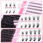 Fluffy Lash Clusters Kit with Bottom Lashes 320pcs Cluster Eyelash Extensions Kit Volume Individual Lashes Kit with Lash Bond and Seal Tweezers by ALPHONSE (150D+200D, 12-20mm)