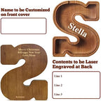 Summidate Customized Name Extra Large Wooden Piggy Bank for Kids Boys Girls Letter A-Z Coins Bills Money Change Bank Box Initial on Clear Cover (Laser Engraved) Educational Toys 12"- Letter S