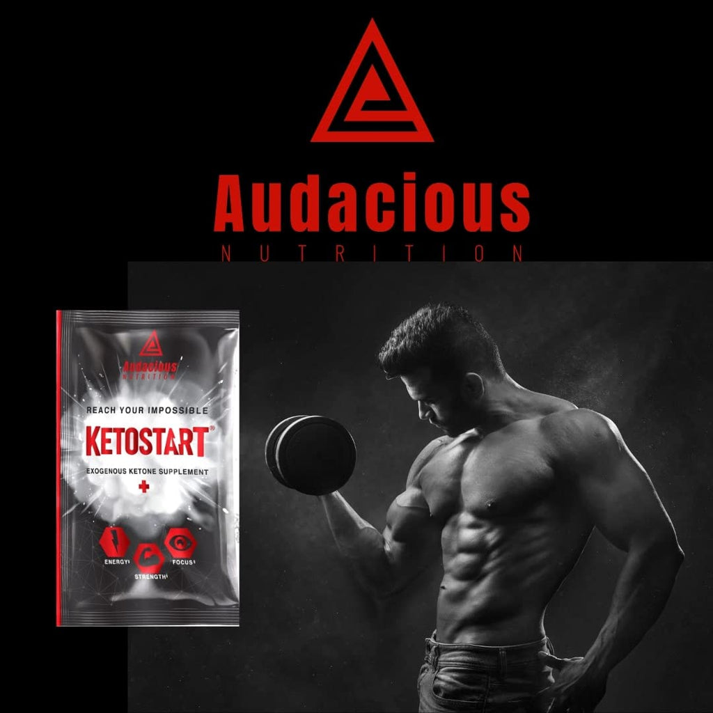 Audacious Nutrition KetoStart+ | Exogenous Ketones Powder with Electrolytes for Energy, Strength & Focus | with Caffeine | Raspberry Lemonade Flavor Electrolyte Powder (10x Ketones Drink Mix Packets)
