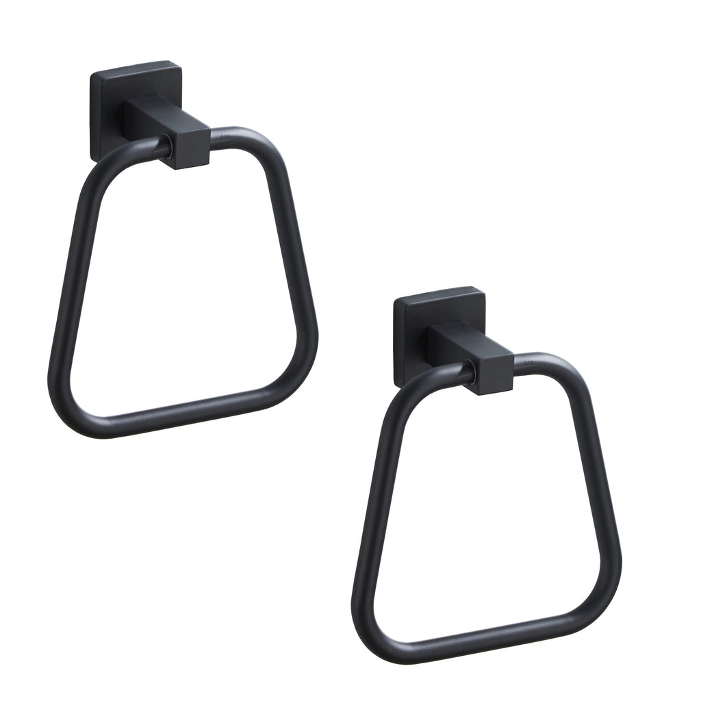 Matte Black Towel Ring for Bathroom 2 Pack, Kitchen Bath Towel Holder Hangers Wall Mount Heavy Duty Stainless Steel