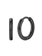 FaithHeart Stainless Steel Black Huggie Hoop Earrings for Men 10mm