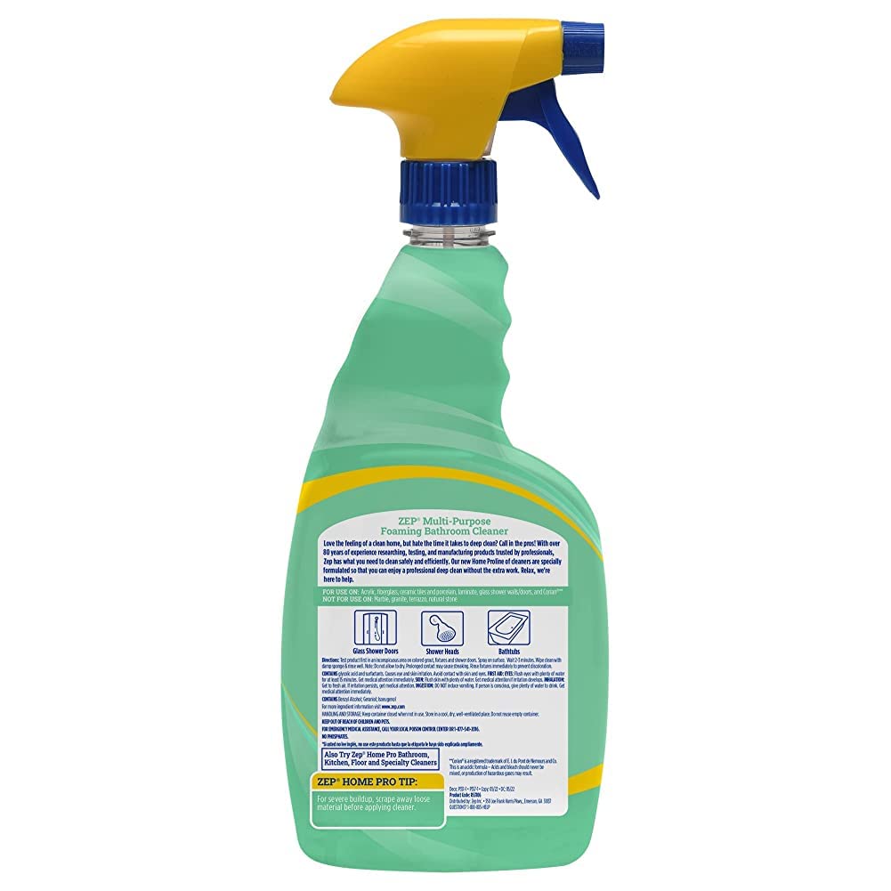 Zep Home Pro Multi-Purpose Foaming Bathroom Cleaner - 32 Fl. Oz. - R53106 - Pro Trusted Cleaning Power: Now in Refreshing Scents & Family Friendly Formulas (6)…