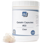 Size 00 Empty Capsules - Clear Gelatin - 1000 Count Jar - Fits Capsule Machine Filling Tray - Joined Beef Gel Caps Easy Snap for DIY Powder Supplement Pills - Certified Halal
