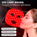 Red Light Therapy for Face, LED Face Mask Light Therapy, Red Light Therapy Mask for Wrinkles, Acne, Skin Rejuvenation, 300 LEDs, 3 Modes, 10-Min Auto Off, Eye Protection Included