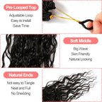 Goddess Box Braids Crochet hair -24 Inch 9 Packs Water Wave Boho Crochet Braids for Black Women (1B#, 24 Inch (Pack of 9))