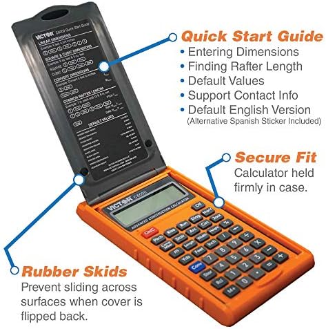 Victor C6000 Advanced Construction Calculator with Protective Case Displays in Fractional or Dimensional Forms Perfect for Carpenters, Renovators,Builders, Contractors, Estimators