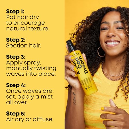 Matrix A Curl Can Dream Scrunch N' Go Defining Spray For Wavy and Curly Hair, Frizz Control and Heat Protection Hair Spray, With Manuka Honey Extract