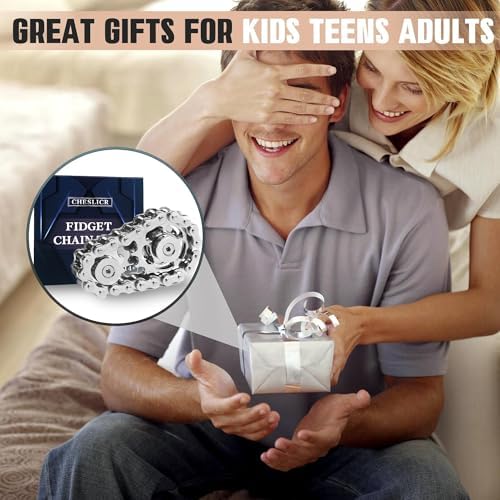 Fidget Spinners Toys for Adults Metal Figette Bike Chain Pain Stim Fidgets Toy for Teens ADHD Cool Gadgets Desk Offices Gift Anxiety Relief Items Stress Tool Sensory Spiky Toy for Autism - Silver 2pc