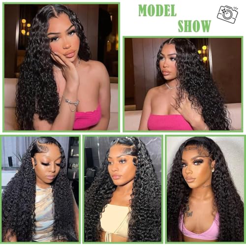 SODLIS 13x6 Deep Wave Lace Front Wigs Human Hair Pre PLucked 13x6 HD Lace Front Wigs Human Hair For Black Women Deep Curly Lace Front Wigs Human Hair Natural Color Glueless Wig（Natural Color，30 Inch）