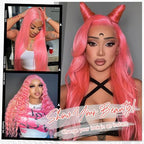 26 Inch Pink Lace Front Wig Human Hair Pre Plucked 13x4 Body Wave Pink Wig Human Hair 200% Density Colored Wigs Human Hair Long Pink Wig with Baby Hair HD Lace Front Wigs Human Hair for Women