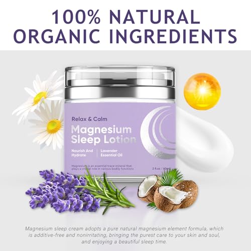 Magnesium Lotion, Topical Magnesium Lotion for Kids and Adults, Natural Calming Cream Support for Sleep, Stress Relief & Calm Mood