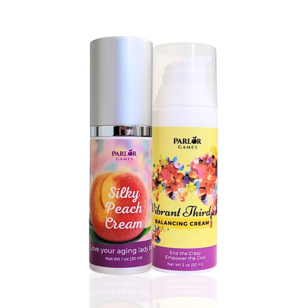Menopause Rebalancing Bundle: Silky Peach Estriol Cream & Vibrant Third Progesterone Cream for Women. Bioidentical Estrogen & Progesterone for Intimate Comfort, Restful Sleep & Everyday Clarity
