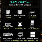 Dell OptiPlex 7020 Desktop Computers, 7000 Tower PC, Intel 6-Core i5-12500 (Beat i7-11700), 32GB DDR5 RAM, 1TB PCIe SSD, DVDRW, WiFi Adapter, RJ-45, HDMI, DisplayPort, KB and Mouse, Windows 11 Pro