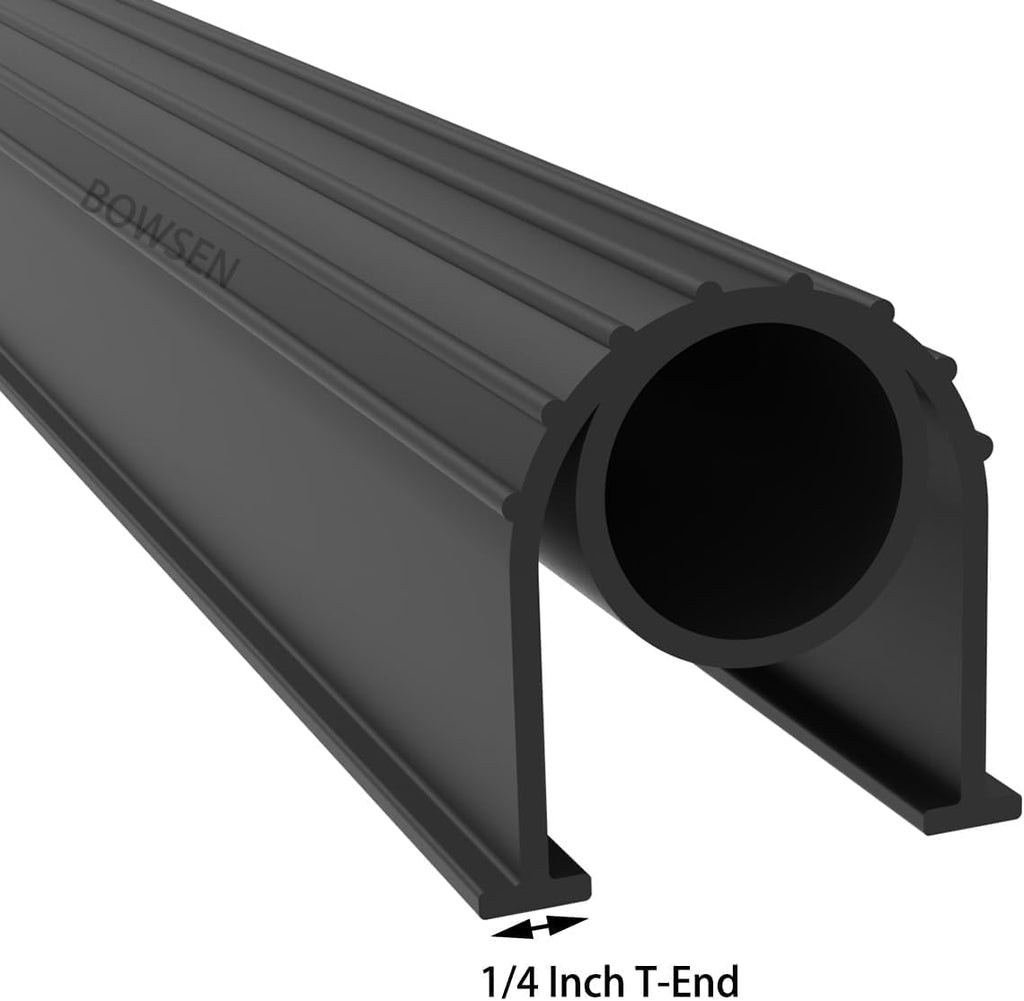 BOWSEN Garage Door Bottom Seals Weatherproof Weather Stripping Threshold Buffering Sealing High Performance EPDM Rubber Resistance Gasket Black 1/4 Inch T-End, 16FT Long