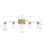A1A9 5 Light Bathroom Vanity Light Fixtures, Brushed Brass Modern Wall Lights with Clear Glass Shade, Vintage Wall Sconce Lighting for Living Room, Mirror, Bedroom, Hallway (Gold, 5-Lights)