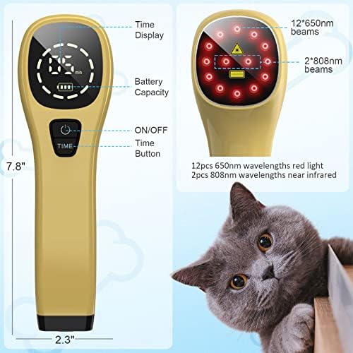 Portable Red Light Therapy for Dogs, Handheld Cold Laser Therapy Vet Device & Infrared Light Therapy for Pet, Muscle & Joint Pain Relief from Dog Arthritis