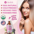 USDA Organic Rosemary Hair Oil for Hair Growth 4oz - Cold Pressed & Hexane Free Blend of Castor, Pumpkin Seed, Peppermint & Jojoba Oils - Thickening & Strengthening Hair Loss Treatment for Women & Men