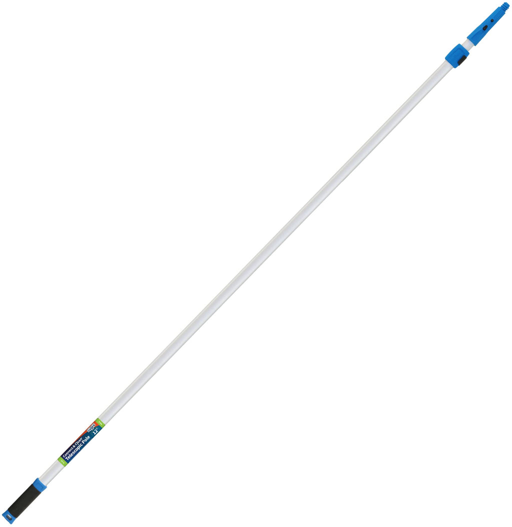 Unger Professional Connect and Clean 6’-12’ Aluminum Telescopic Extension Pole with Locking Cone and Quick-Flip Clamp, Compatible with Cleaning Tool Attachments, Indoor and Outdoor Use