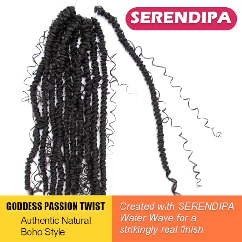 Goddess Passion Twist Hair with Curly End 12 Inch Short Pre-Looped Boho Style Crochet Braids Pre-twisted (8 Packs, 4#, Brown)