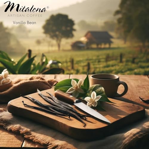 Mitalena Vanilla Bean Low Acid Coffee Pods - Medium Roast Flavored Coffee for Keurig K-cup Brewer - Avoid Heartburn and Acid Reflux - 12 cups