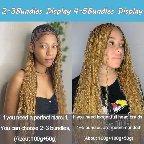 #27 Honey Blonde 14 Inch 1 Bundle 50g Deep Curly Wave Bulk Human Hair for Braiding Unprocessed Brazilian Water Wave Human Braiding Hair for Boho Braids Wet and Wavy