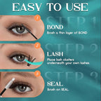 GEMERRY Lash Bond and Seal Waterproof Sensitive Eyes-Friendly Lash Cluster Glue New Upgraded Formula 12 ml Bond and Seal Lash Glue Strong Hold Eyelash Glue for Self Use at Home